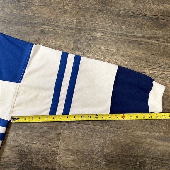 Vintage Steeplechase Blue‎ Striped Double Neck Crewneck Sweatshirt Men Size XXL - Picture 5 of 8